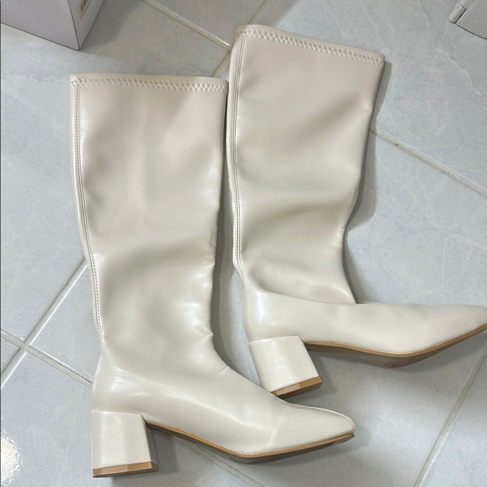 Elegant Cream Knee-High Boots